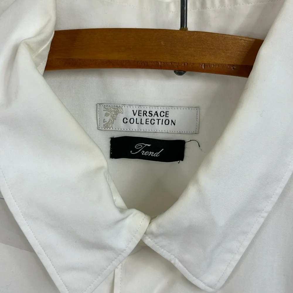 Versace Collection Button Down Embroidered Logo Men's Shirt - Picture 8 of 9